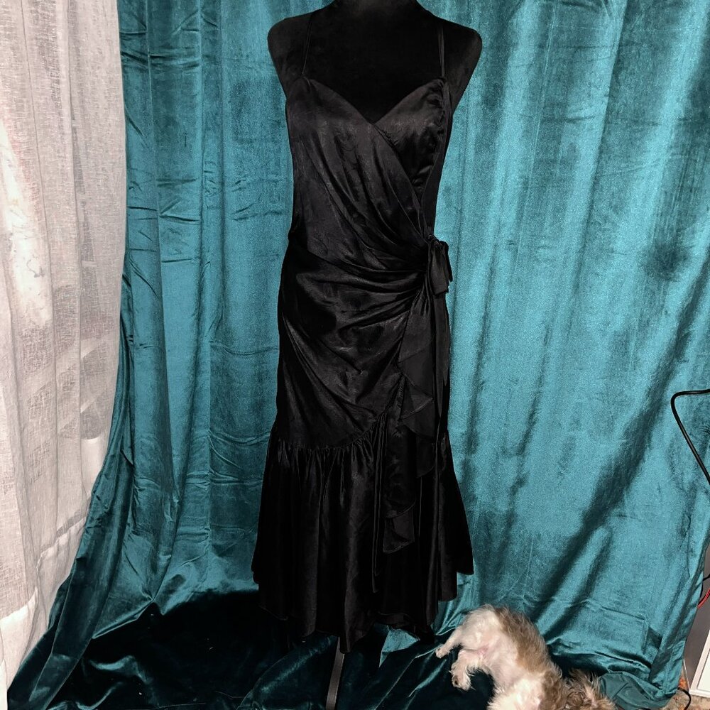 Vintage 80's Satin Print Prom Dress